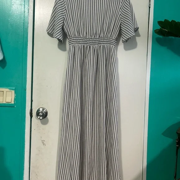 FAVLUX Black and White Striped High Low Dress - Picture 8 of 8